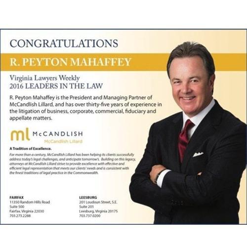 R. PEYTON MAHAFFEY NAMED AMONG “LEADERS IN THE LAW”